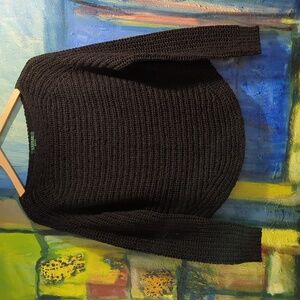 Lauren Ralph Lauren black woven boat neck sweater ladies medium